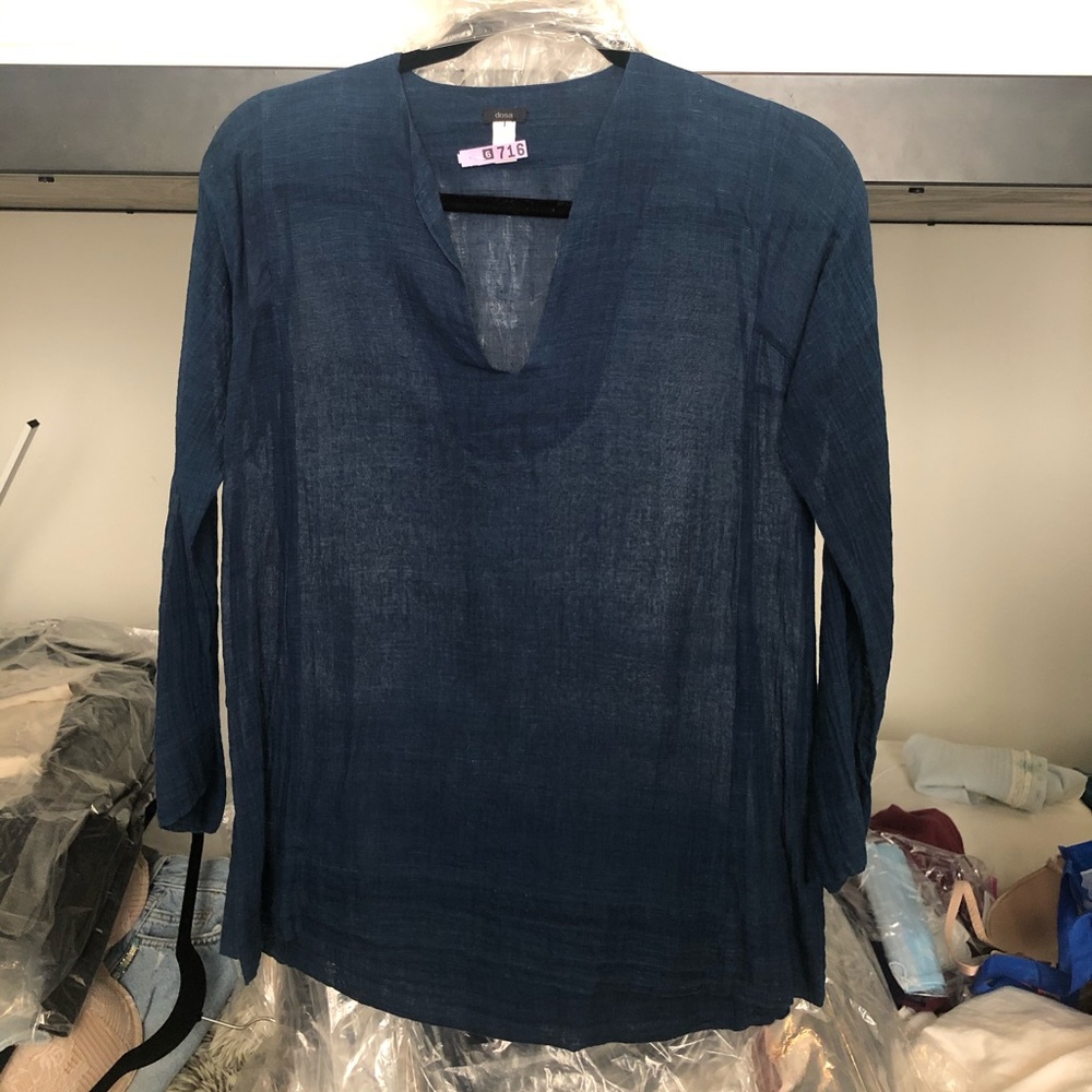 COPY - Stunning Dosa indigo 3/4 sleeve tunic size small 1